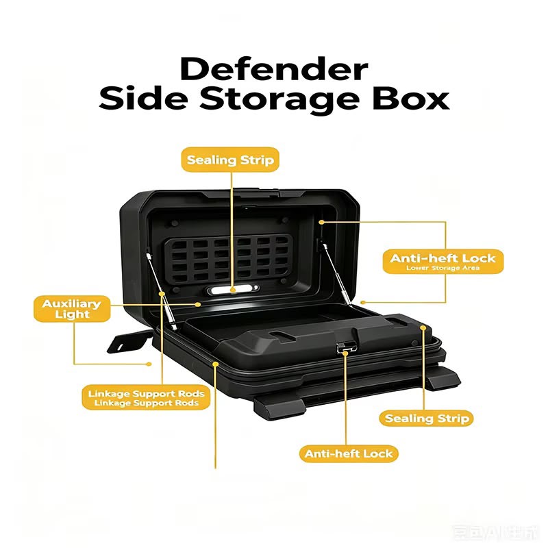 Land Rover Defender Side Storage Box – Black Mecha-Style