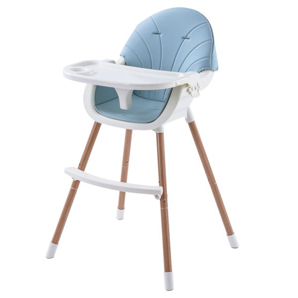 Wooden 2 in 1Baby High Chair, Adjustable Baby Dinning Chair Blue