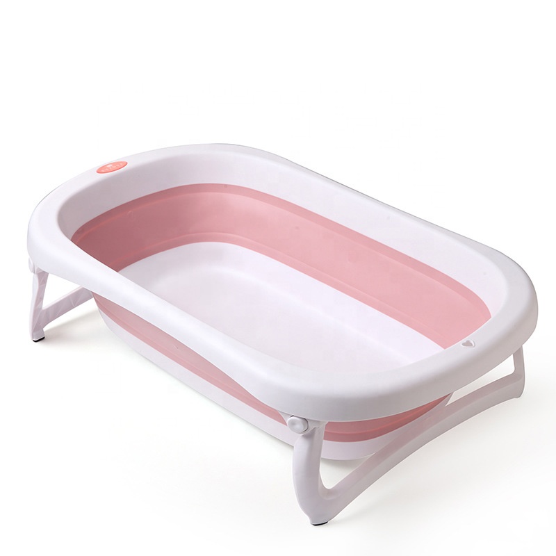 Baby Bath Tub with Baby Cushion and Temperature Sensor – Pink