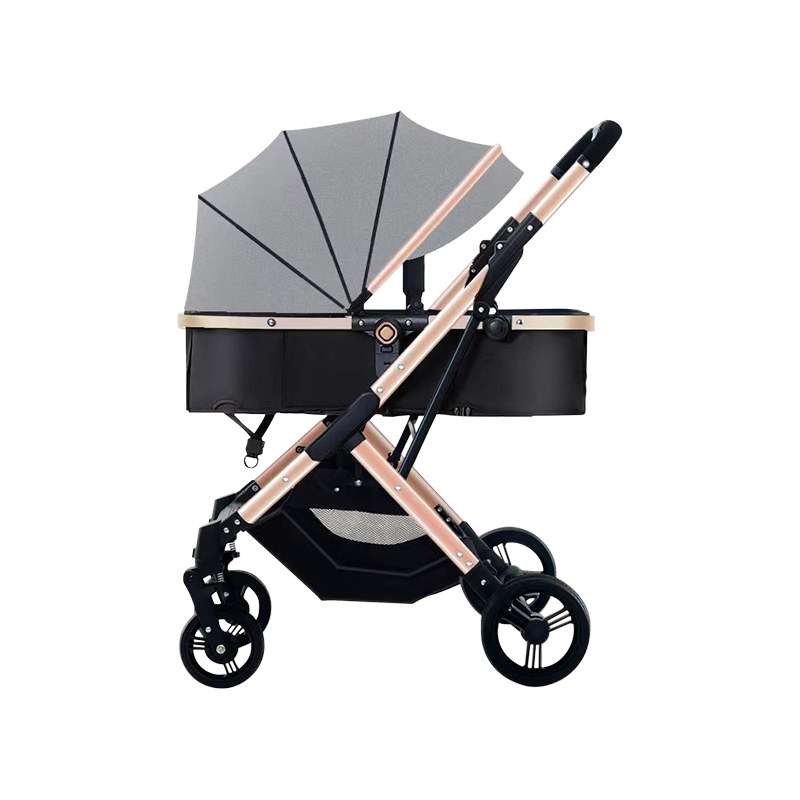Glitzytech 2 in 1 Foldable Baby Pram – Baby Stroller In Gray Colour