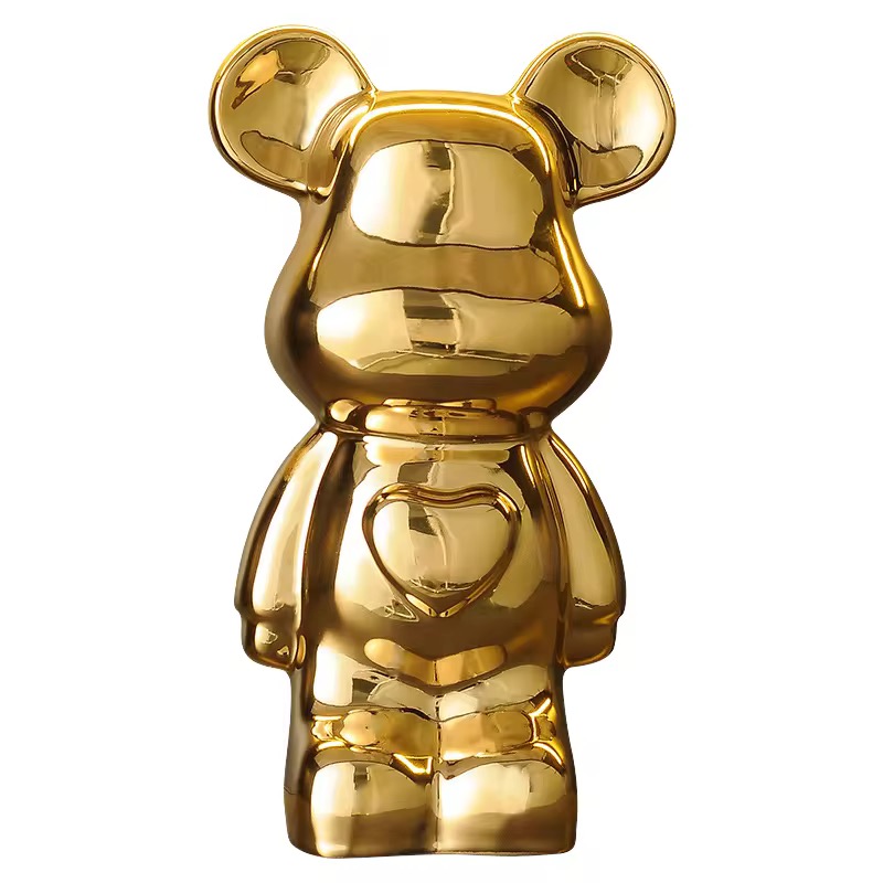 Gold Ceramic Bear Ornament Mini