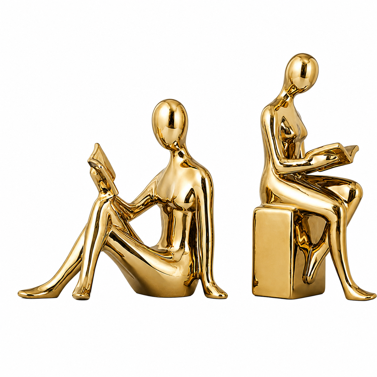 Decorative Ceramic BookReader Bookends Statue - 2 Piece