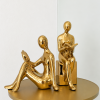 Ceramic Reader Bookends Set - Gold