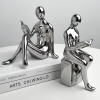 Ceramic Reader Bookends Set - Silver